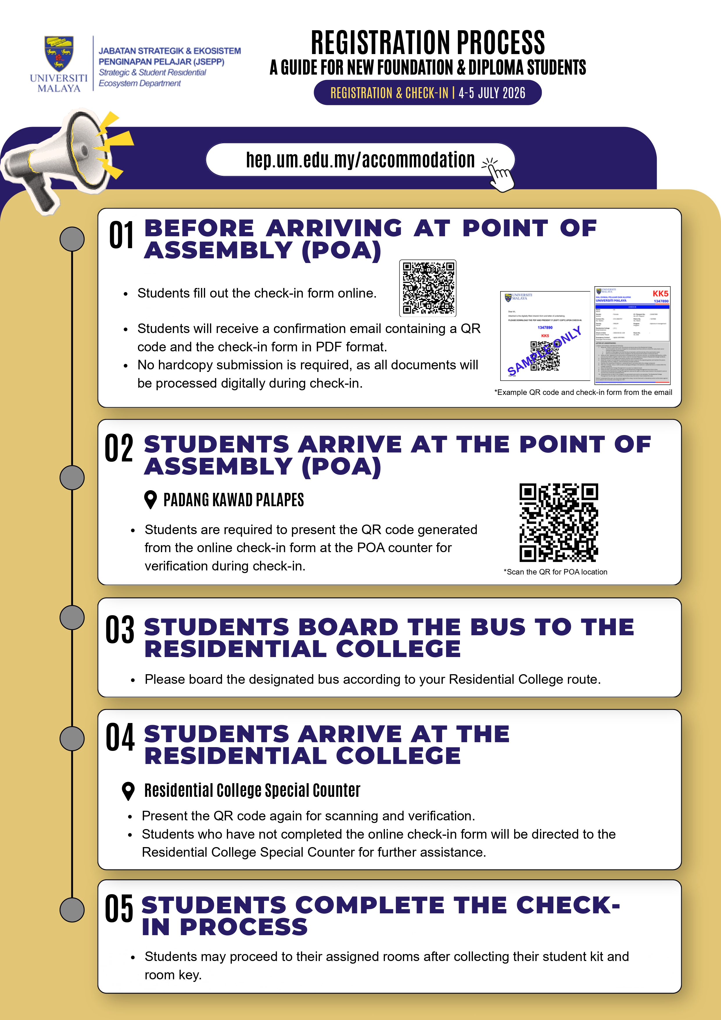 Registration process guide for new Foundation and Diploma students
