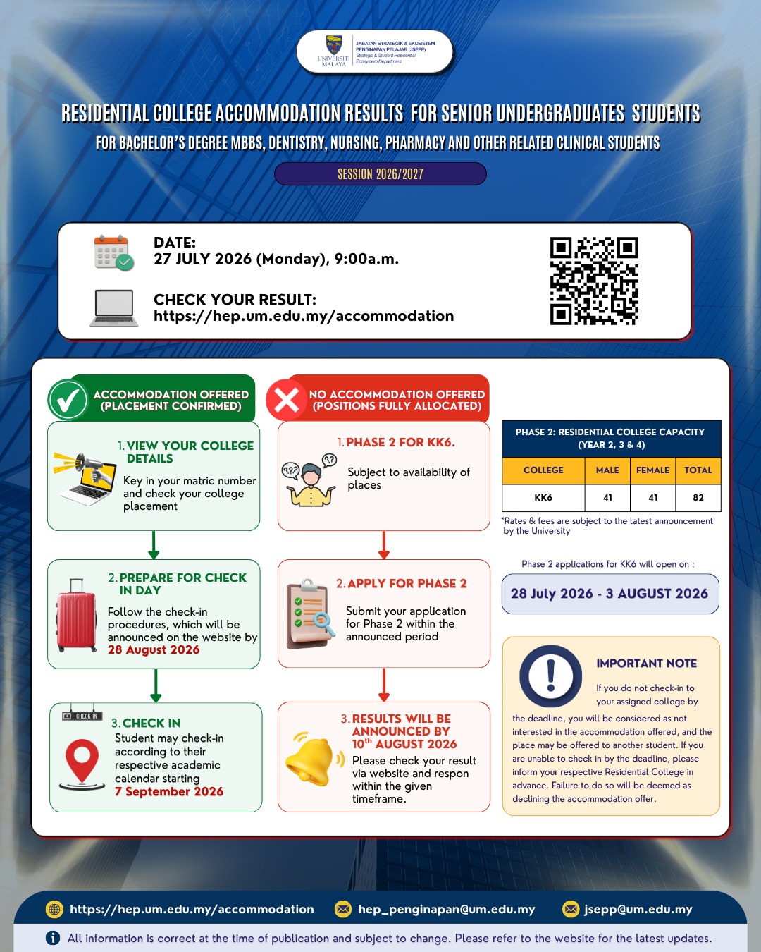 Sixth Residential College application results and Phase 2 announcement poster